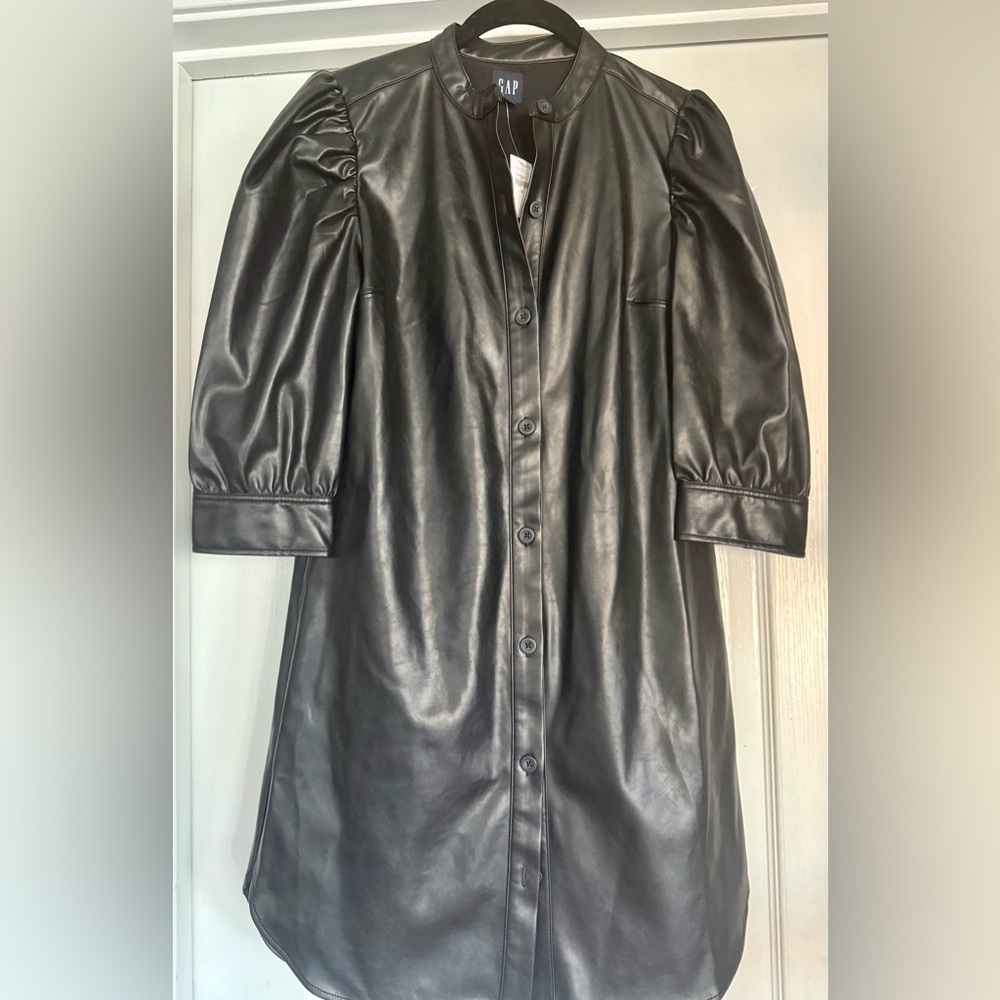 GAP Black Faux Leather Women's Dress